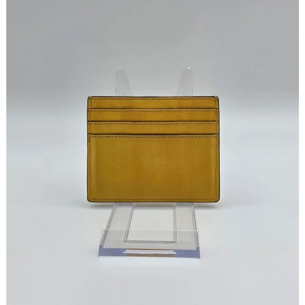 Fendi Roma Yellow Leather Logo Card Holder Credit Card Case Wallet Italy